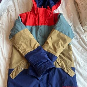 Burton Colorblock Puffer Jacket - Red, Blue, Tan